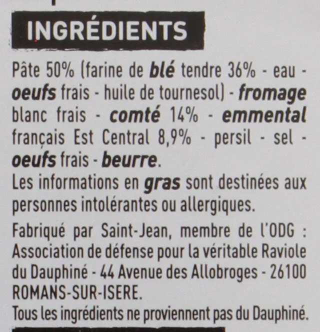 Ravioles du Dauphiné IGP Label Rouge