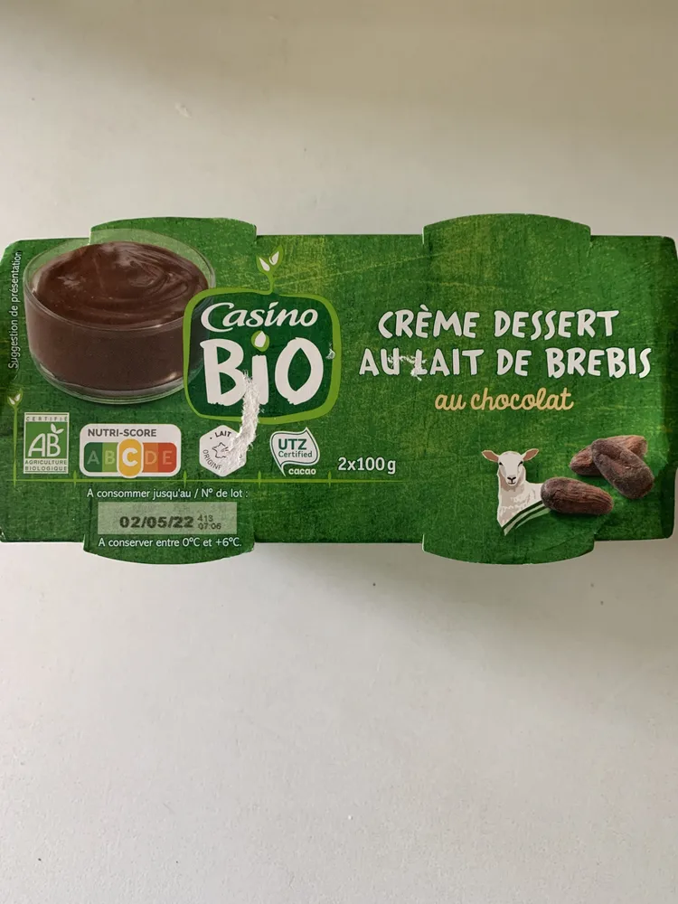 Crème dessert chocolat au lait de brebis