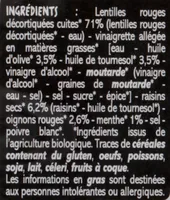Salade de lentilles corail aux raisins secs