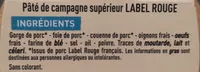 Pâté de campagne breton label rouge IGP