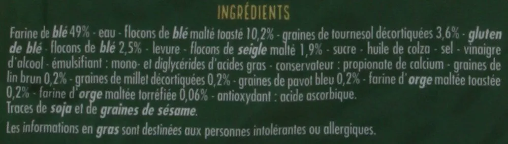Pain de mie moelleux Céréales et Graines - 14 tranches