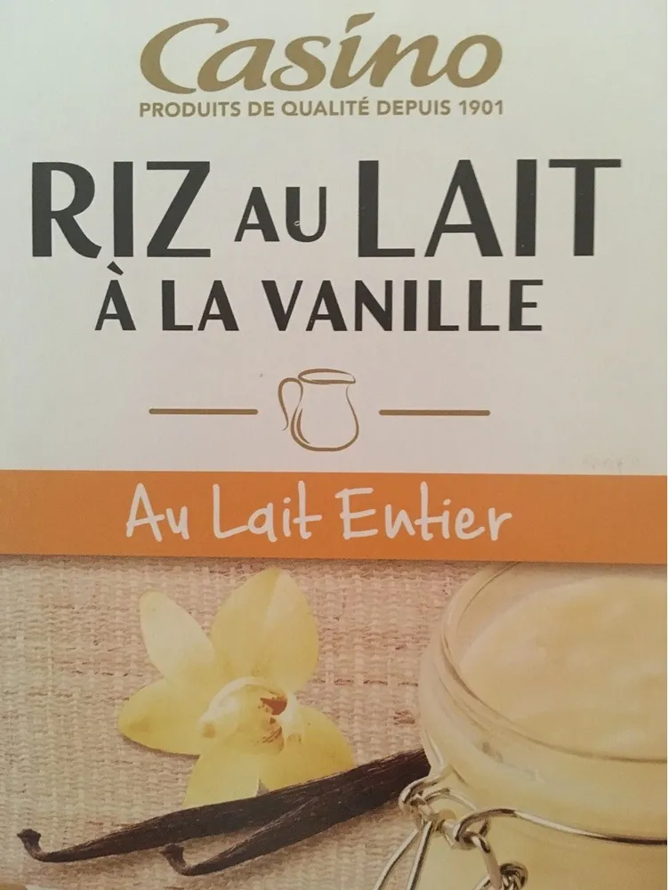 Riz au lait à la vanille Au lait entier