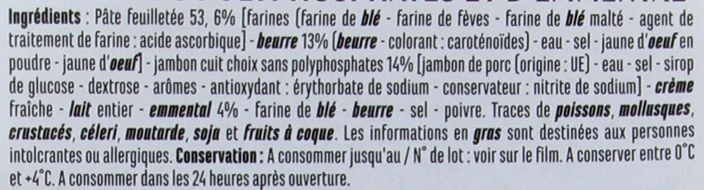 2 Feuilletés jambon emmental - Pâte pur beurre