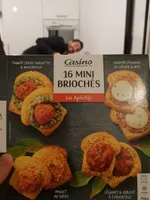 16 Mini briochés (poulet au curry, oignons fromage de chèvre & miel, légumes & abricot à l'orientale, tomate cerise courgette & mozzarella)