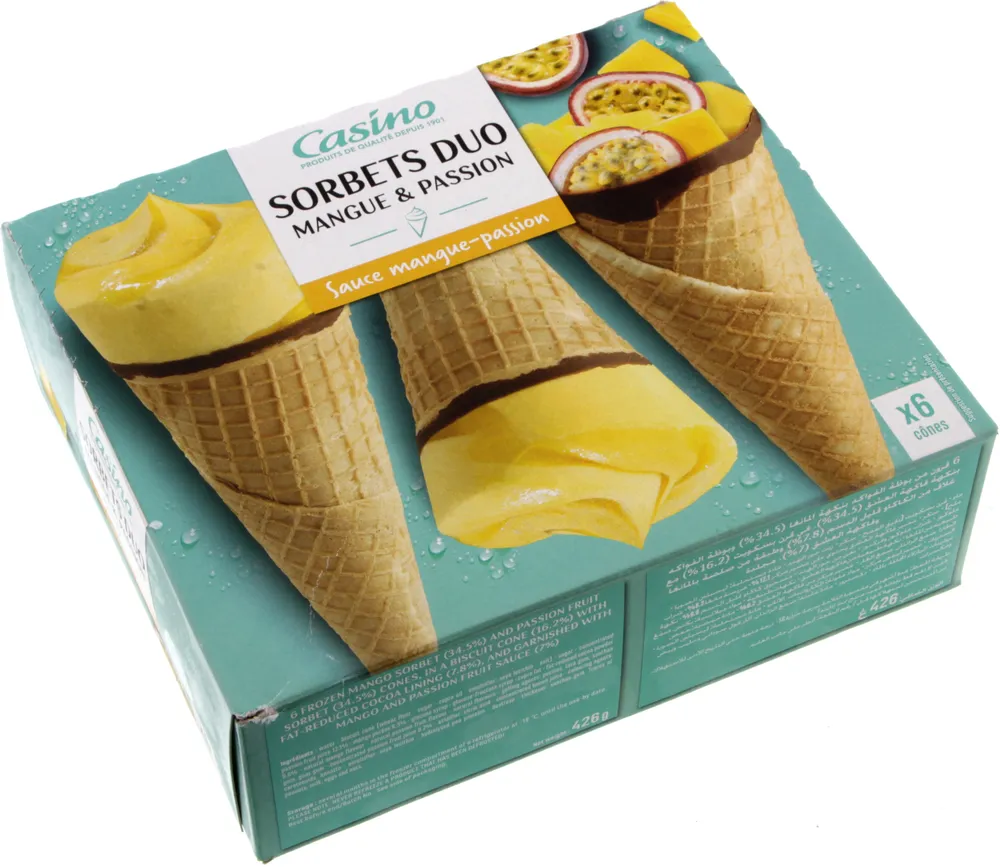 Cônes Sorbets duo mangue & passion x6