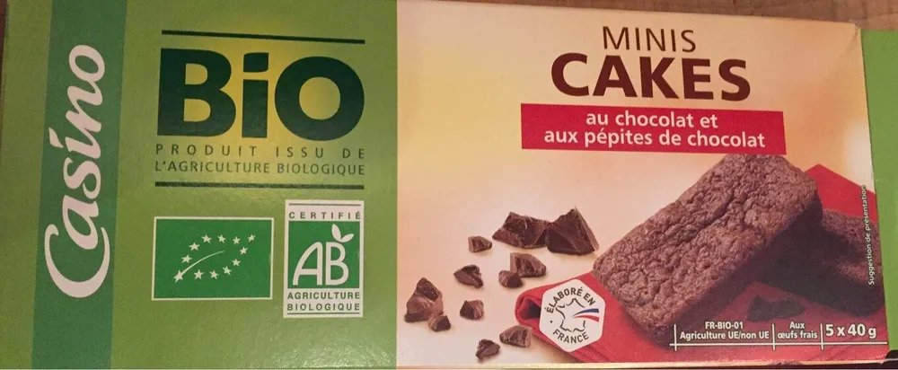 Mini cakes chocolat et pépites de chocolat bio Casino