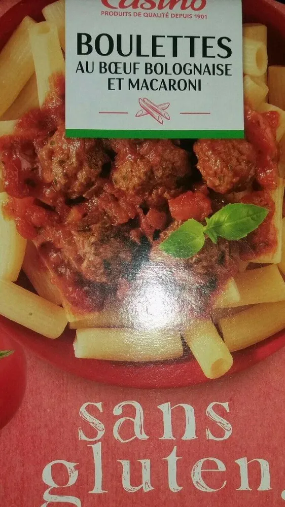 Boulettes au boeuf bolognaise et macaroni sans gluten