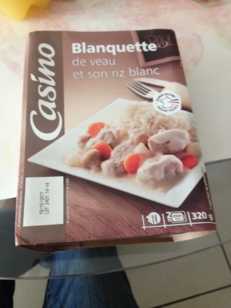 Blanquette de veau et son riz blanc