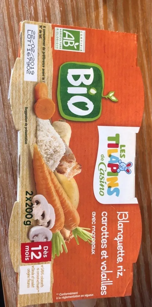 Blanquette riz carottes et volailles avec morceaux - Dès 12 mois BIO