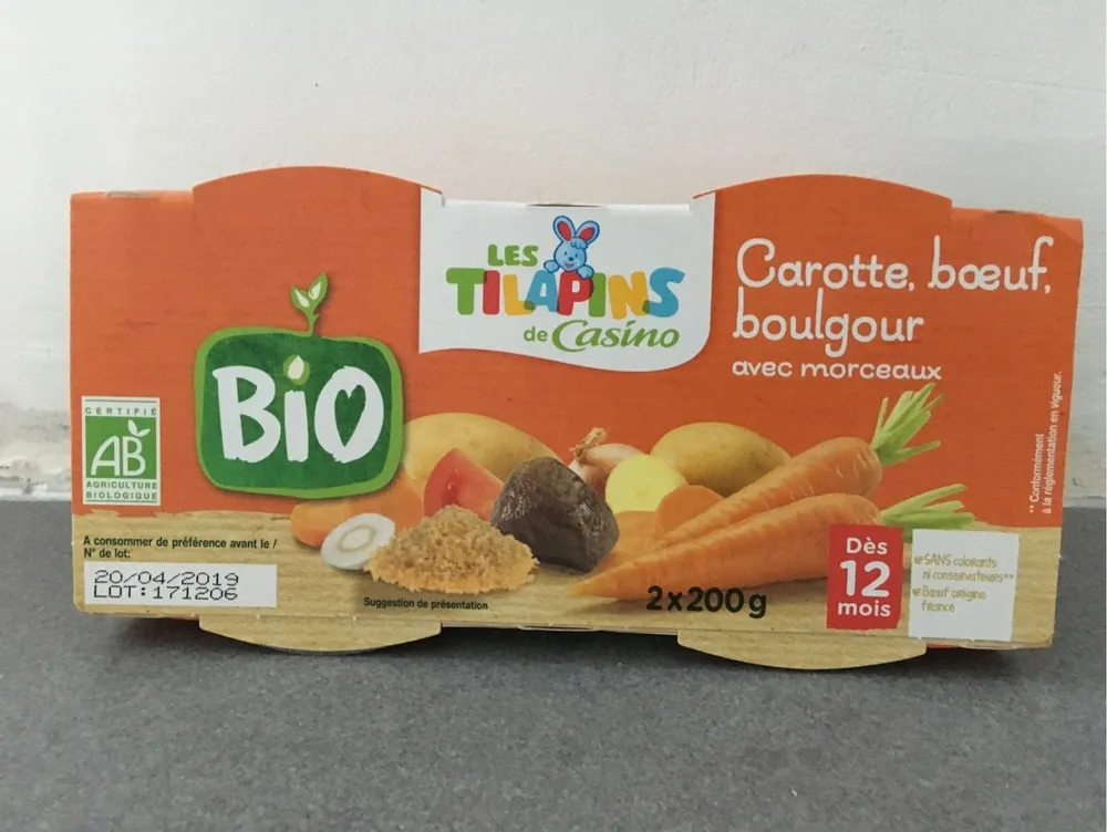 Carottes Bœuf Boulgour avec morceaux - Dès 12 mois BIO