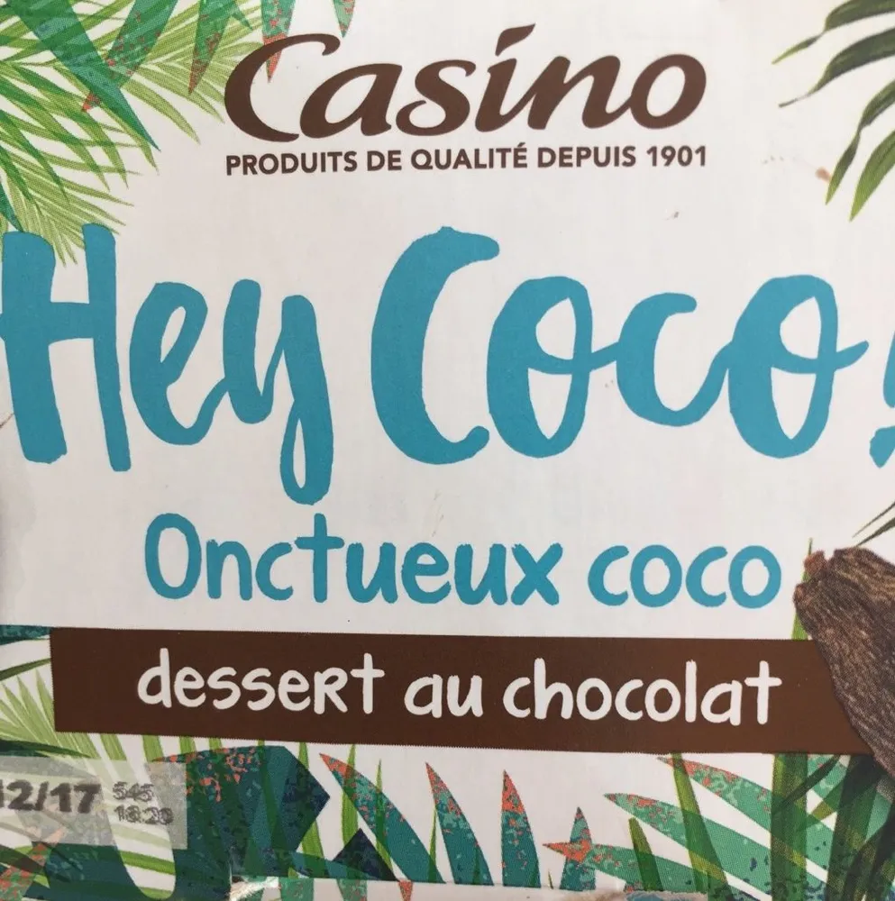 Hey coco! Onctueux coco Dessert au chocolat.