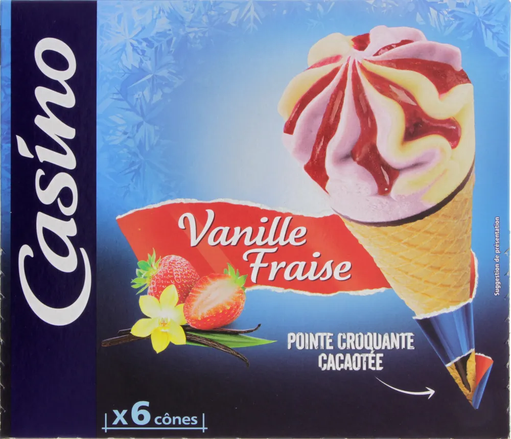 Cônes Vanille Fraise x6
