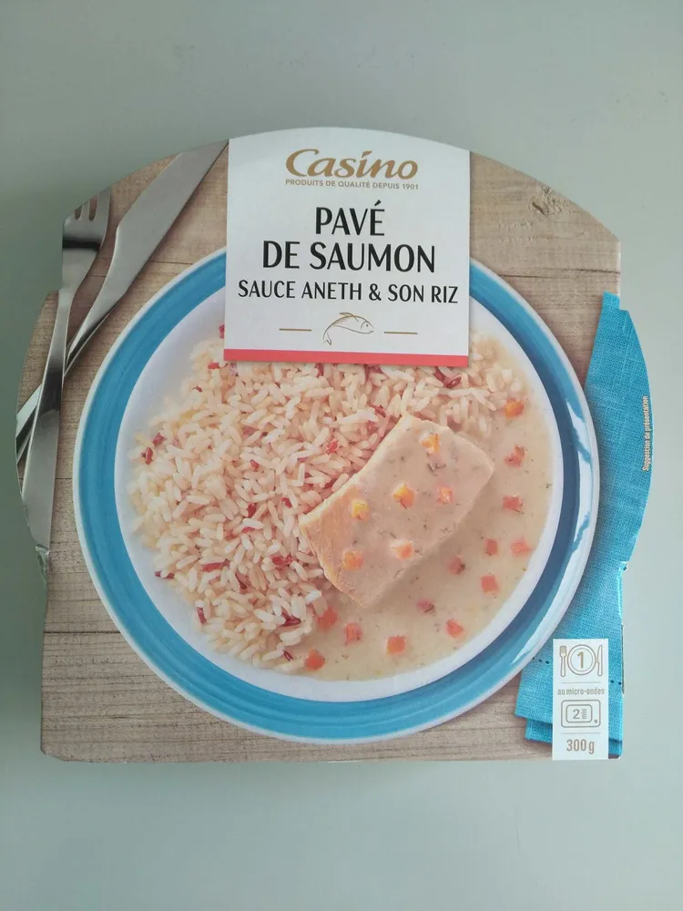 Pavé de saumon sauce aneth et son riz