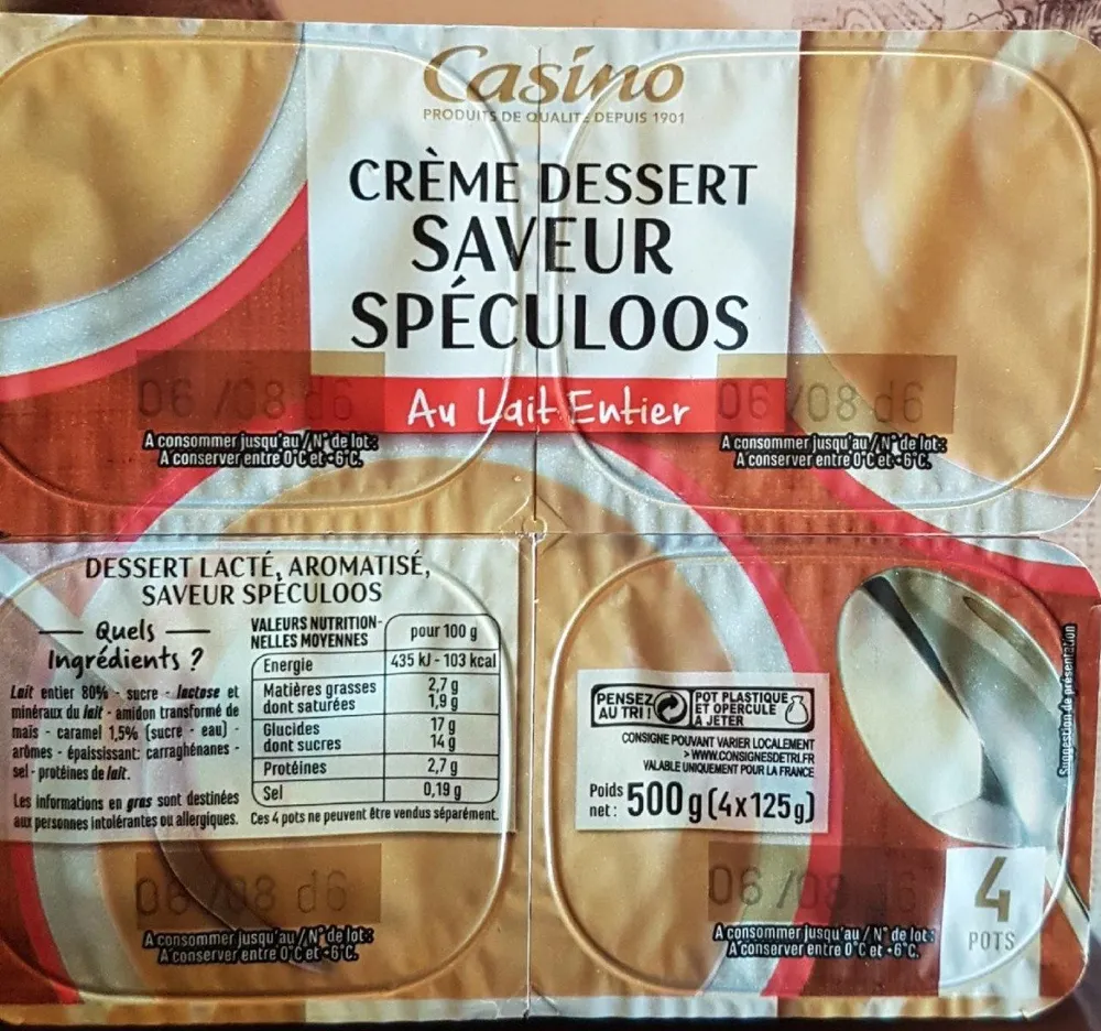 Crème dessert saveur spéculoos au lait entier