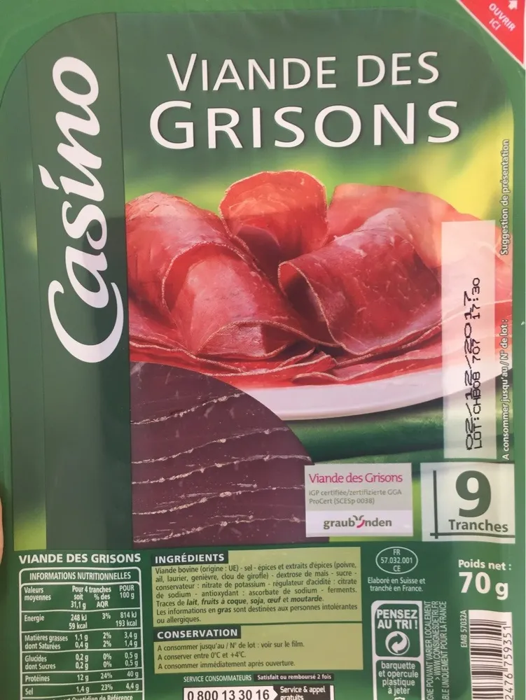Viande des Grisons 9 tranches