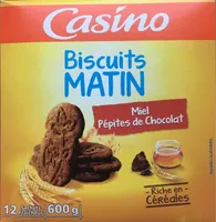 Biscuits matin miel pépites choco de chocolat