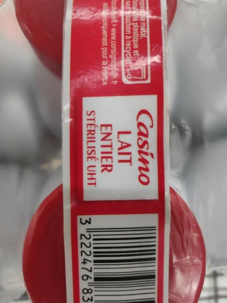 Lait entier stérilisé UHT