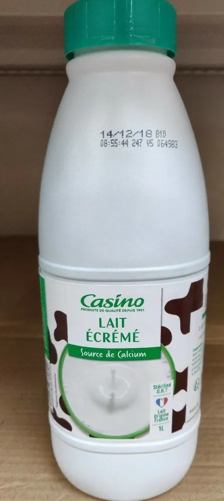 Lait écrémé stérilisé UHT