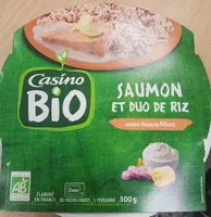 Saumon et duo de riz, sauce beurre blanc