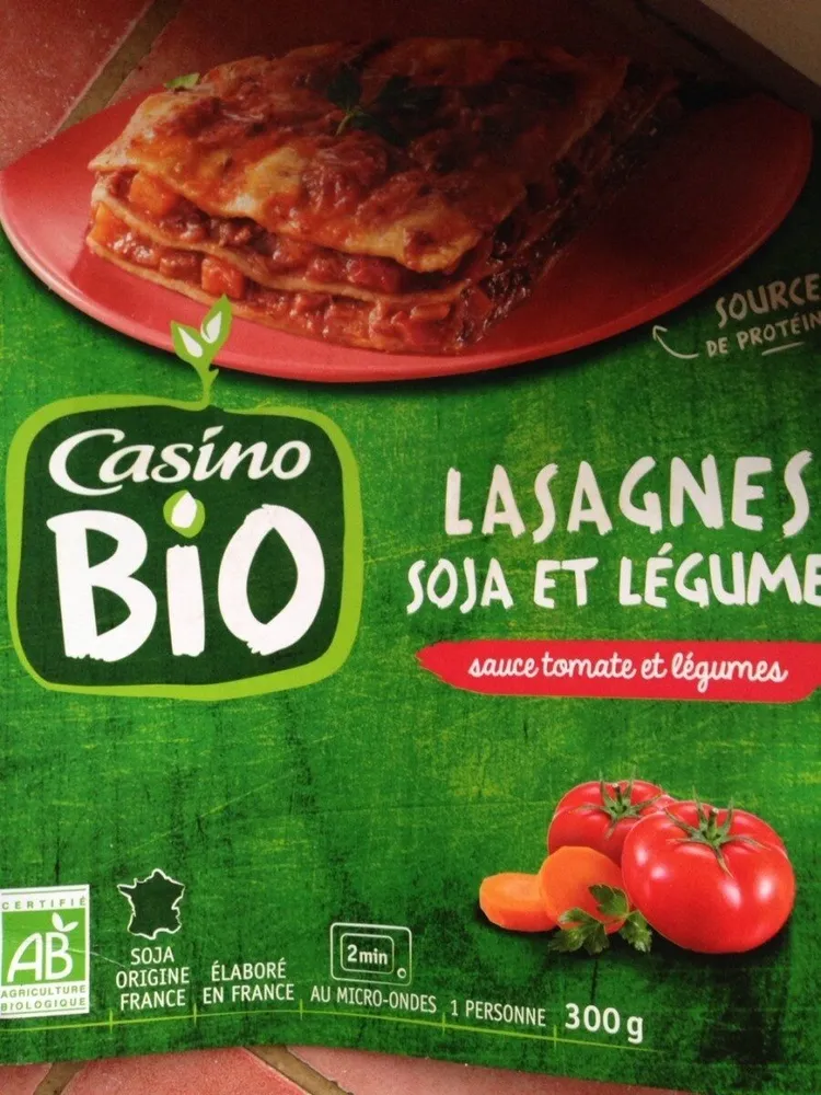 Lasagnes soja et légumes sauce tomate et légumes