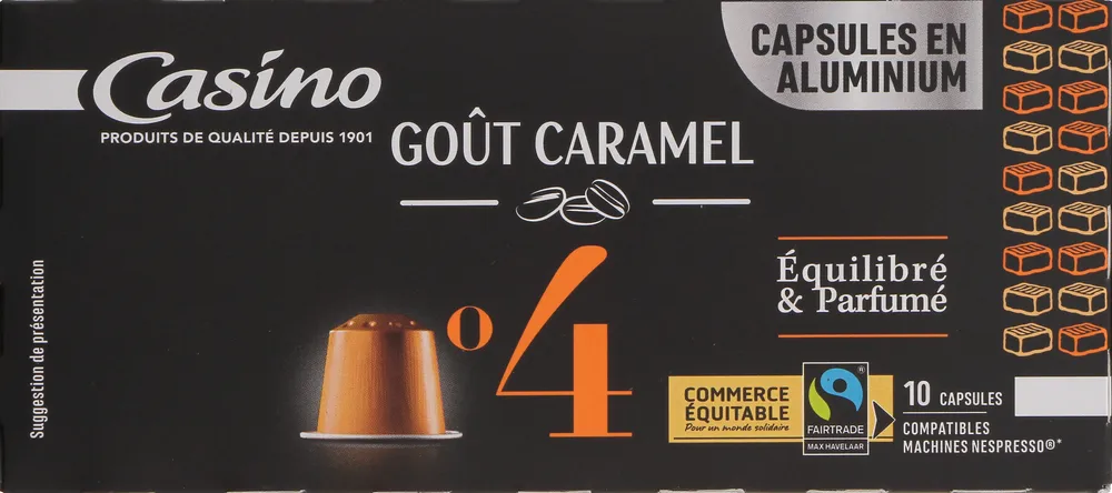 capsules de café Espresso aromatisé caramel