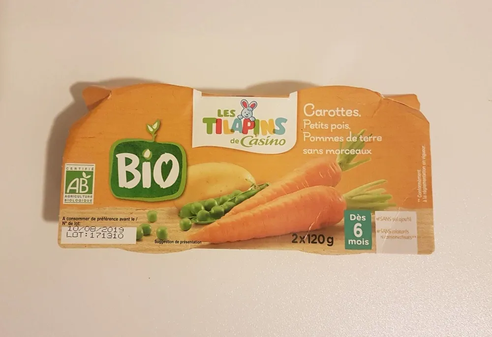 Carottes Pommes de terre Petits pois sans morceaux BIO