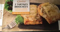 2 tartines briochées - Fromage lardons oignons rissolés