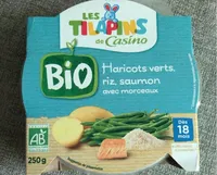 Haricots verts, riz, saumon Bio, avec morceaux