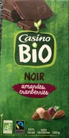 Chocolat noir amandes cranberries Bio