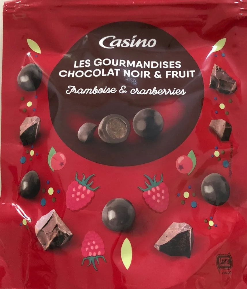 Les gourmandises chocolat noir et fruits - Framboise et cranberries
