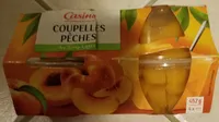 Coupelles pêches au sirop léger