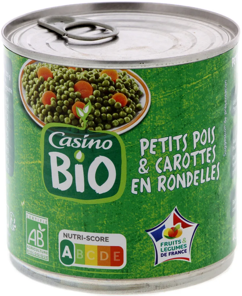 Petits pois carottes rondelles bio