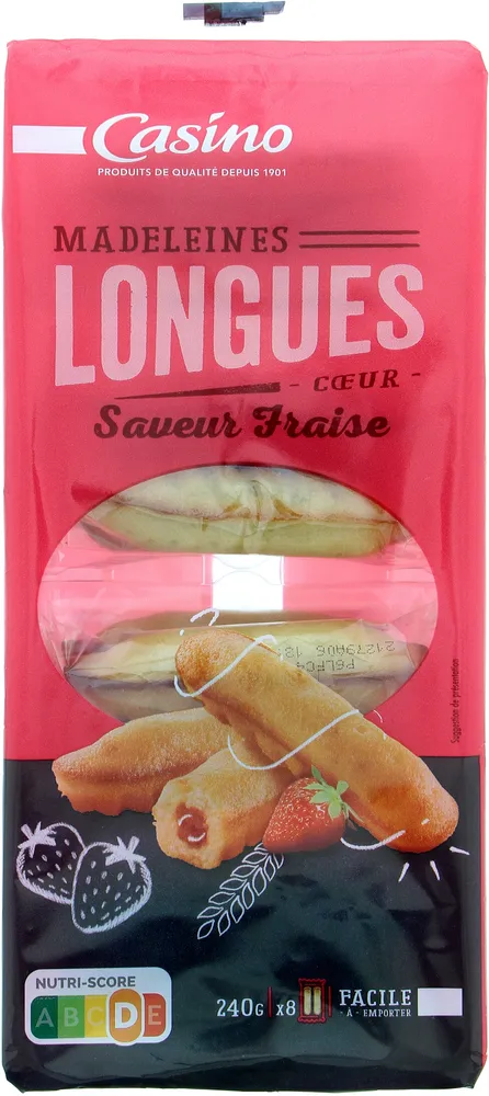 Madeleines longues coeur saveur fraise