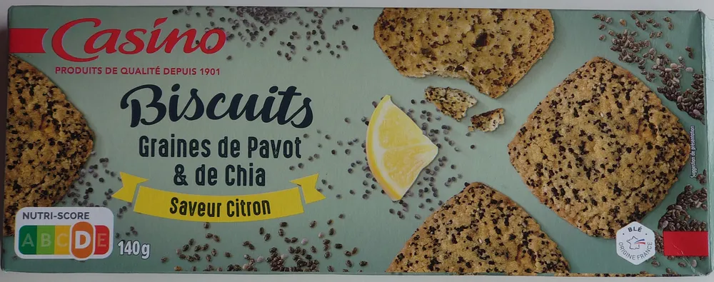 Biscuits graines de pavot et de chia saveur citron