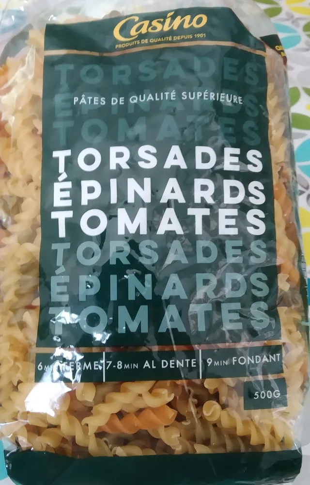 Torsades tomate, épinards