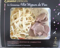 Le Savoureux Filet mignon de Porc tagliatelles, julienne de courgettes et carottes - Sauce à la moutarde à l'ancienne