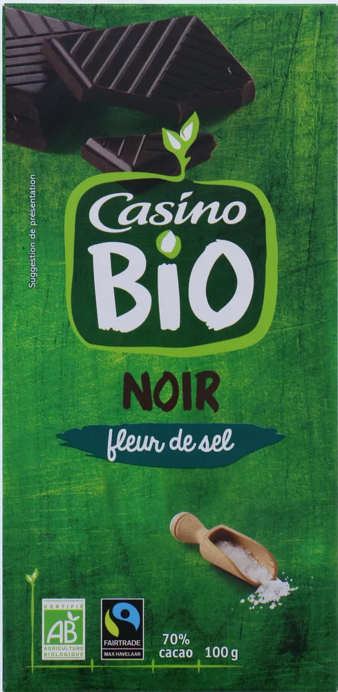 Chocolat noir à la fleur de sel bio Fair trade