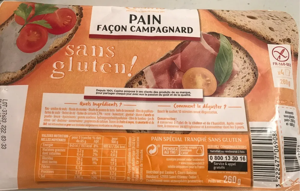 Pain façon campagnatd sans gluten