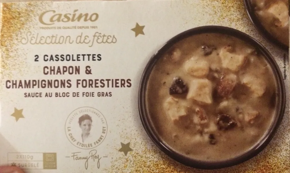 2 Cassolettes Chapon & champignons forestiers sauce au bloc de foie gras