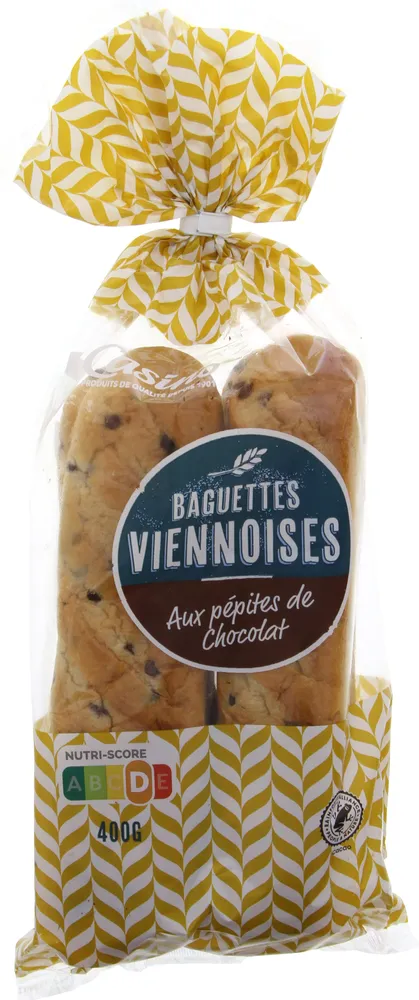 4 baguettes viennoises aux pépites de chocolat Aux œufs frais