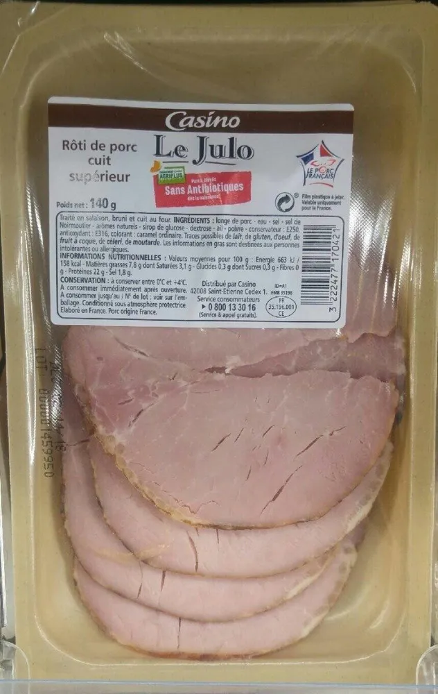Le Julo Rôti de porc cuit supérieur