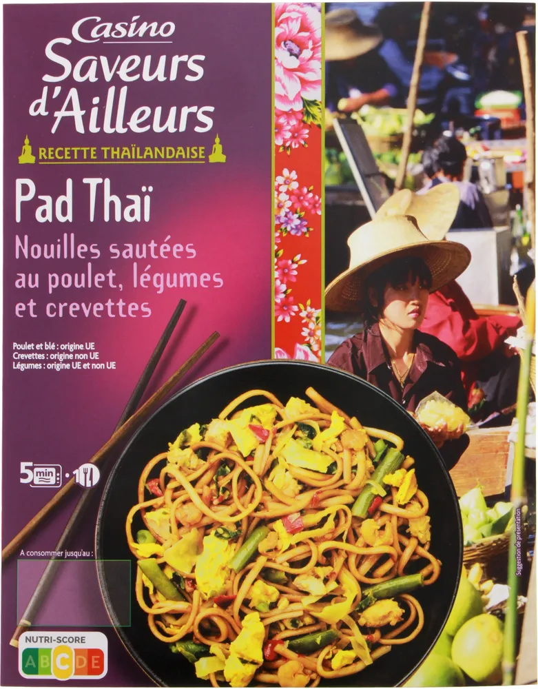 Pad Thaï - Nouilles sautées au poulet, légumes et crevettes