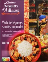 Wok de légumes sautés au poulet et son riz basmati