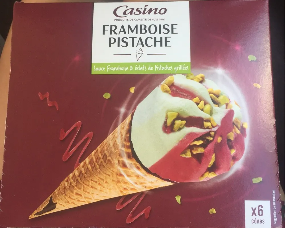 Cornet de glace framboise pistache
