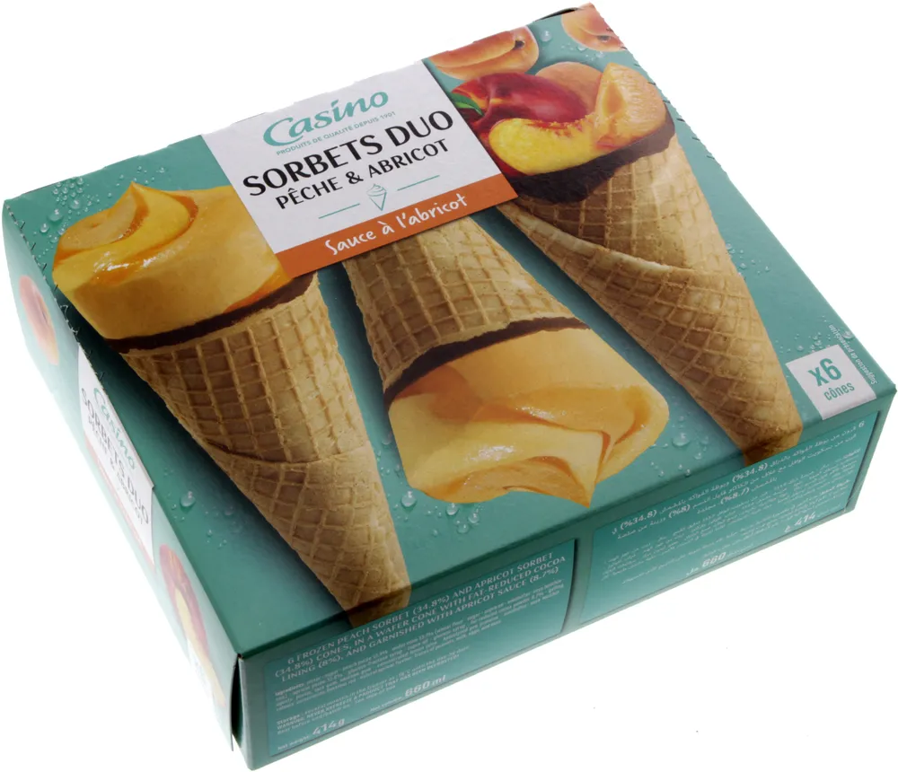 Sorbets duo Pêche & Abricot - sauce à l'abricot