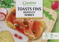 Toasts fins olives et herbes
