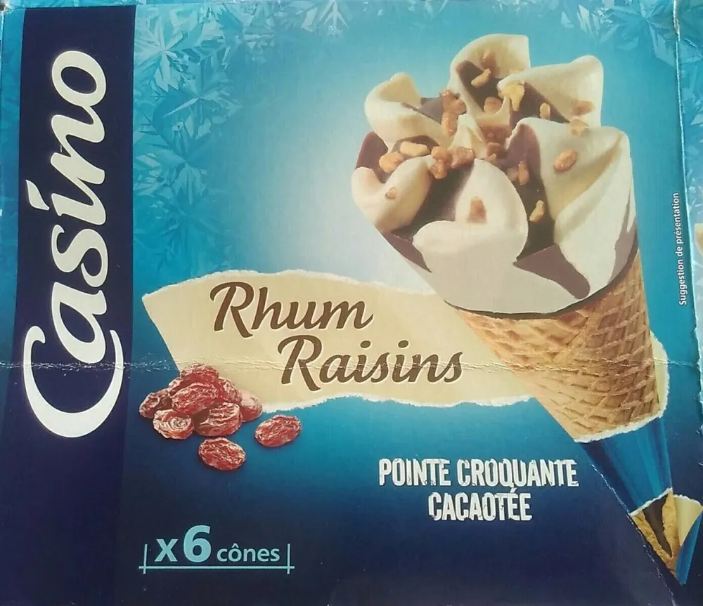 6 cônes de glaces rhum raisins