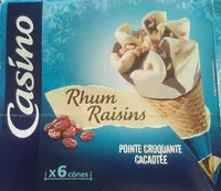 6 cônes de glaces rhum raisins
