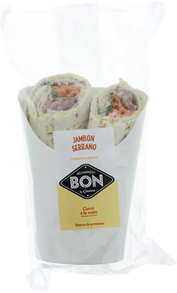 Wrap jambon, tomates, olives