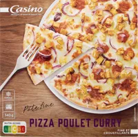 Pizza pâte fine poulet curry